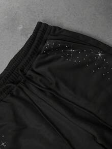 PAVTROS 男士极简印花圆领长袖卫衣长裤套装 男士两件套 男士两件套 男士套装 男士水钻运动裤套装 男士两件套 水钻男士套装 男士两件套 拼接男士运动裤套装 男士两件套，秋季服装 - 黑色 - 查看 3