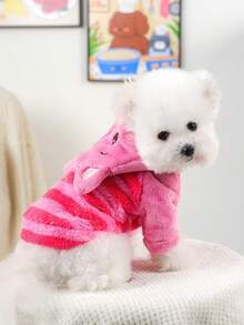 PETSIN 1pc Cat And Dog Universal Pet Clothing, Cute Pink Pig Transformation Outfit, Autumn And Winter Thick Warm Hooded Sweatshirt Sweatshirt