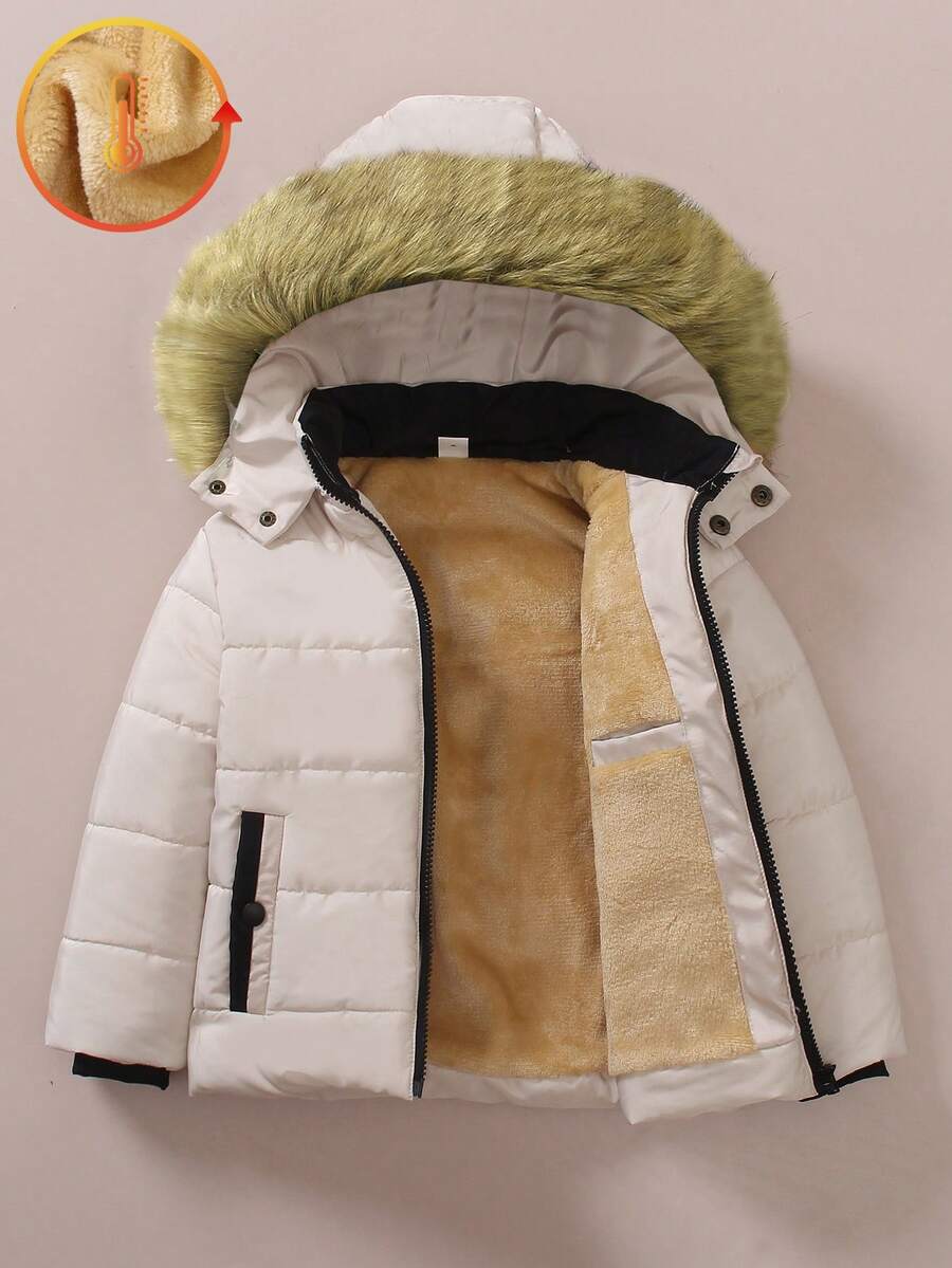SHEIN 2pcs/Set Young Boy Thermal Lined Windproof Hooded Padded Coat, Warm Padded Coat With Pockets Young Boy Winter Coattoddler Winter Coat Boytoddler Boy Coat Winterkids Boy Coatbaby Boy Winter Coat Kids Winter Coats Toddler Boy Winter Coat Kids Jackets Boy Toddler Girl Coats Teens Winter Jacket Girls - Apricot - View 1