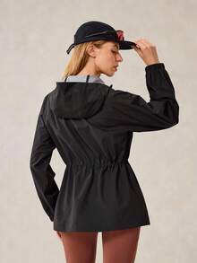 OutZeal Women Water-Resistant Multi Zip Pocket Drawstring Waist Black Outdoor Rain Jacket Hiking Camping Fall - Black - View 11