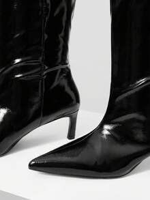 MOTF PREMIUM FRENCH POINT TOE HIGH HEEL KNEE-HIGH BOOTS FOR WOMEN - Black - View 3