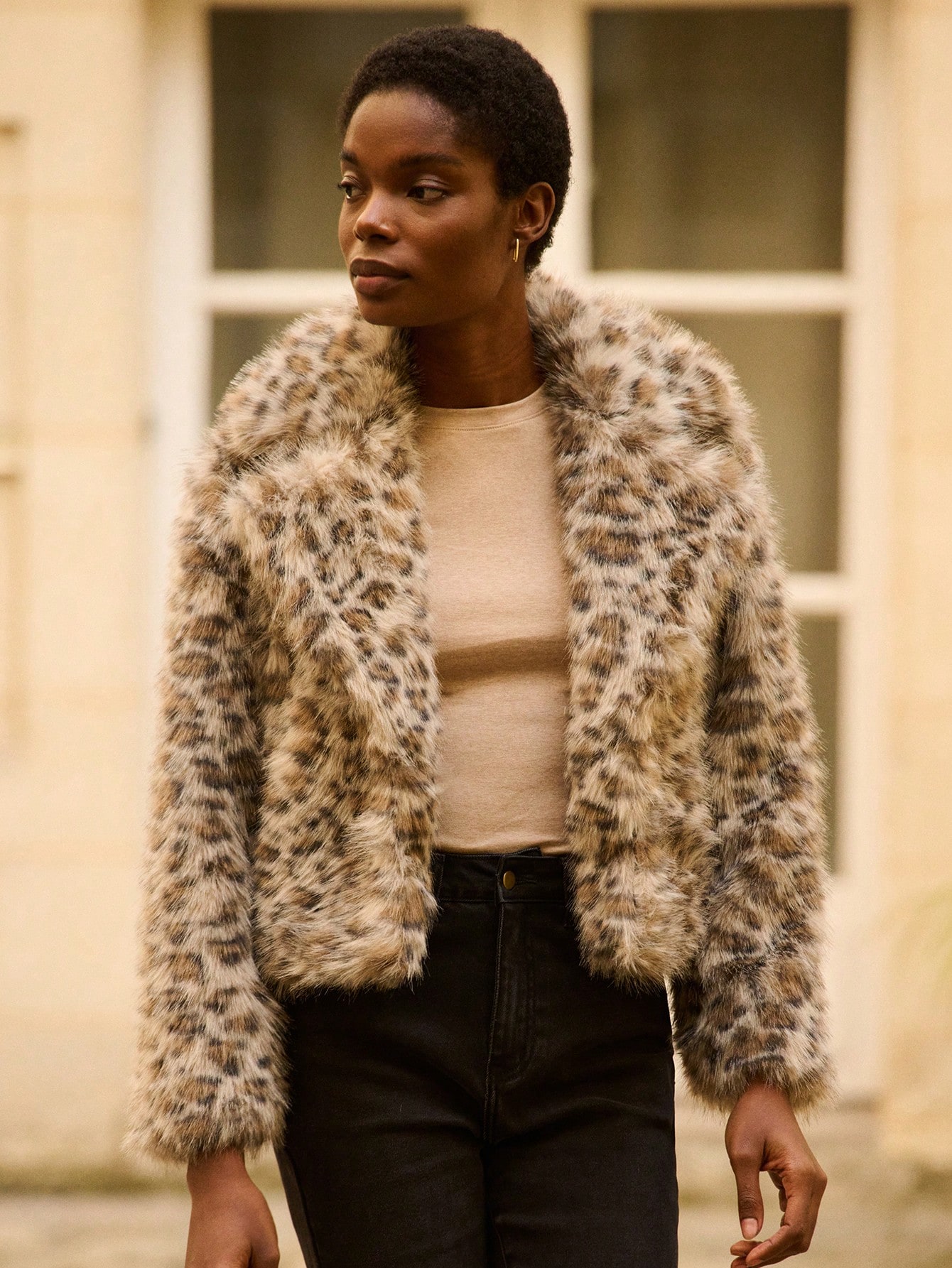 レオパード柄フェイクファー あたたかい 秋冬ジャケット｜lacRébo