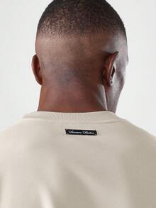 SUMWON 高级宽松长袖T恤，落肩廓形剪裁，街头风秋冬都市时尚必备舒适休闲纯色款 - 杏色 - 查看 5