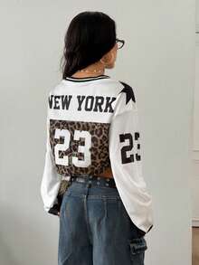 Coolane Women's All-Season Concert Rave Festival Going Out Rave Renaissance Fair Club  Party Hippie Breathable Mesh Leopard Graphics V-Neck T-Shirt - Multicolor - View 4