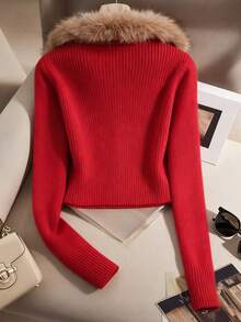 Airaco 女士时尚休闲蓬松领长袖针织毛衣