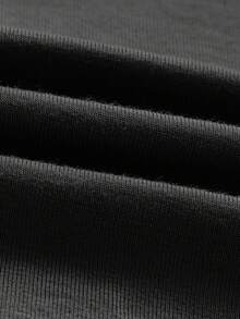 SHEIN MOD Backless Batwing Sleeve Solid Tee - Black - View 3