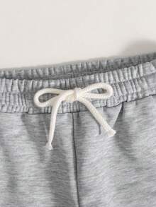 SHEIN Tween Girl Casual Drawstring Waist Loose Fit Printed Sweatpants, Back-To-School, Basics, Versatile Daily Wear