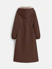 EMERY ROSE Women's Winter Clothes Long Sleeve Drawstring Waist Hooded Thermal Lined Long Casual Padded Padded Coat