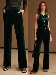 MOTF PREMIUM SLANT POCKET FLARE LEG SUIT PANTS