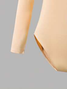2pcs/Set Teen Girls Beige Autumn Elegant Bow Decor Slim Fit Long Sleeve Top & Bow Print Wide Leg Pants, Suitable For Dates & Outings, Spring Outfits - Apricot - View 3