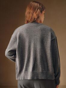 Anewsta Embroidered Rhinestone Knit Cardigan, Suitable For Fall, Winter, New Year, Elegant, Chic, Stylish, Christmas, Going Out, Cozy Winter Clothes For Women - Grey - View 2