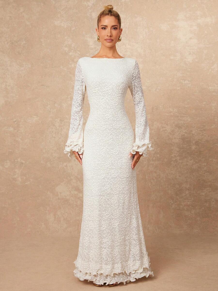 Lumalex Spring Summer Boat Neck Flare Sleeve Bodycon Ruffle Hem Dress For Women Luxury NewYearNewLook QuietLuxe Prom Gathering Party Banquet Modest Old Money Glitter Holiday Party Rave Festival Outing Vacation Hot Outdoor Richly Layered Wedding Season Banquet ID Al-Adha Al-Adha Party New Year Looks Of Party Party Dress For Autumn Perfect For Summer Spring-Break Trips Cruises Beach Weekends Vacations Parties Date Nights Weddings Proms Banquets Birthdays Carnivals Festivals And Other Holiday Events. Neo-Girly Charm Boho-Casual Flair Quiet Luxury Business Chic And Relaxed Vacay A Richly Layered Glitter-Accented Style For Luxury Proms Receptions Banquets Weddings Raves Festivals Holiday Gatherings And Outdoor Evening Occasions-Ideal Whenever You Need A Sophisticated Yet Striking Party Look