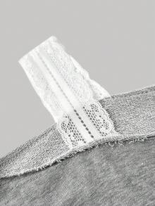 SHEIN MOD 女式休闲单肩长袖运动衫 - 灰色 - 查看 5