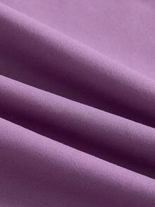 SHEIN 青少年女孩针织纯色拉链夹克和紧身裤休闲运动时尚运动装，长袖运动衫和紧身裤两件套，青少年女孩运动服 - 紫色 - 查看 3