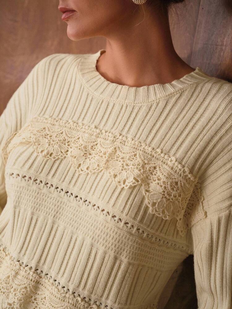 ROMANTIC LACE TRIM SWEATER, AUTUMN/WINTER
