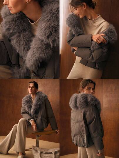 MOTF PREMIUM CONTRAST FAUX FUR WATERFALL WINTER COAT