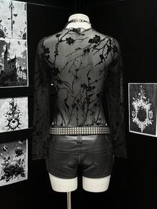 EgrlEra 女士性感蕾丝复古长袖紧身衣