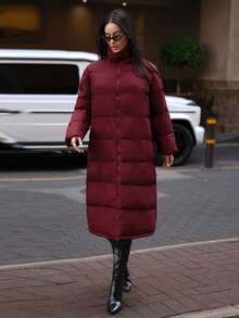 Firerie Women's Fashionable Versatile Solid Color Jacket, Winter - Burgundy - View 6