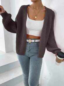 EURMUSE Damen einfarbige Strickjacke, Drop-Shoulder, Loose Fit, Lange Ärmel, Lässig