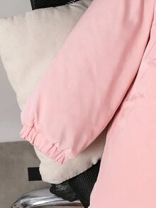 Abrigo acolchado con cuello de piel rosa para niña preadolescente, casual y de moda, adecuado para la escuela y salidas, apropiado para el invierno - Rosa - Ver 7