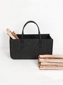 1个大号加厚毛毡布收纳袋，北欧出口毛毡柴火袋，结实耐用的便携式购物袋，适用于房车、户外露营、野餐、办公旅行 - 多色 - 查看 6