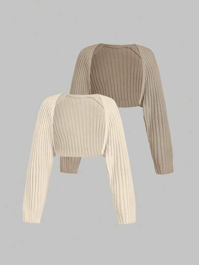 Sweetra Cárdigan de punto acanalado de manga larga y unicolor informal para mujer