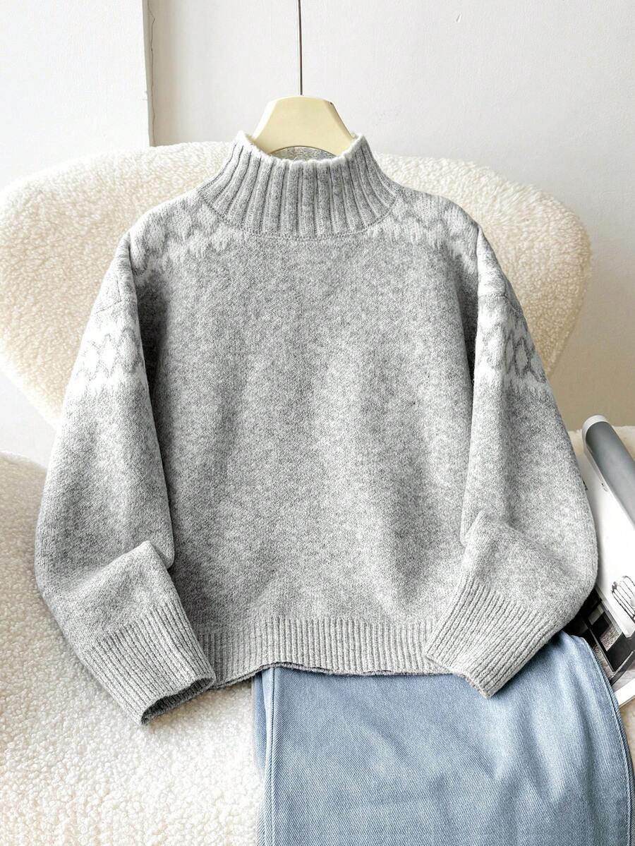 SHEIN Tween 女童休闲针织长袖套头衫