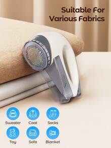 Teckwe 1pc Electric Mini Fuzz Remover, Battery Operated Lint Pilling Ball Trimmer, Clothes & Fabric Depilling Machine - White - View 6