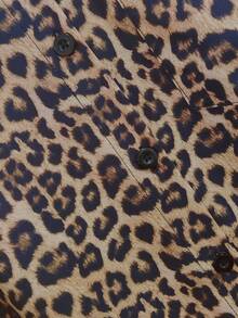 Franclia 女士休闲宽松长袖衬衫，豹纹图案，简约百搭，适合秋冬日常穿着 - 彩色 - 查看 3