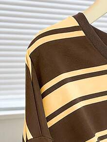 Resyla Sudadera casual de cuello redondo con estampado de rayas de colores para mujer, de manga larga, para otoño/invierno