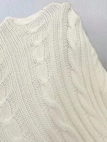 Flirla 女士时尚性感扭纹交叉V领长袖毛衣 - 白色 - 查看 8