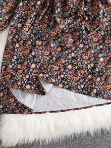 SHEIN Mädchen Blümchen elegante Mode Rundhals Rüschen Manschette Bluse, geeignet für Ausflüge, tägliche Picknicks, Reisen, Schulanfang - Verschiedenfarbig - Übersicht 6