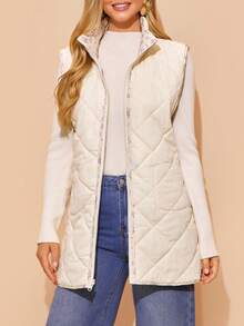 Amorya معطف خارجي أنيق وكاجوال للنساء بدون أكمام وياقة عالية، مطبوع بزهور المشمش، مناسب للخريف والشتاء