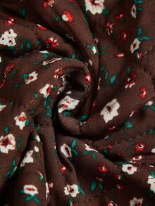 SHEIN VCAY 度假印花无袖宽松女士背心夹克 - 棕色 - 查看 6