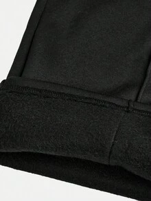 SHEIN Bộ trang phục thể thao thu/đông 2 món cho bé gái tuổi teen - Áo thun dệt kim họa tiết hình trái tim, màu trơn, cổ chữ U, viền nhún và quần nỉ ống đứng xếp ly, màu đen - màu đen - Xem 6