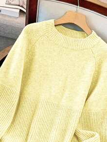 GlowEve CURVE Áo len chui đầu dáng rộng, tay raglan, mùa đông cho nữ cỡ lớn - Vàng nhạt - Xem 4