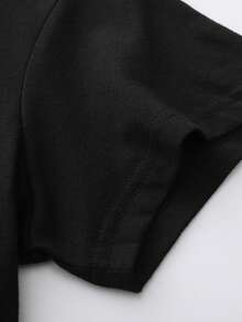 Resyla 女士休闲樱花印花圆领短袖T恤，夏季 - 黑色 - 查看 4