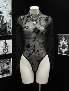 EgrlEra 女士性感蕾丝复古长袖紧身衣