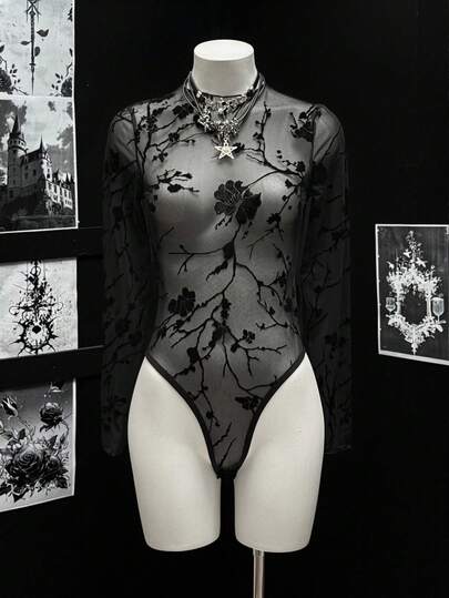 EgrlEra 女士性感蕾丝复古长袖紧身衣