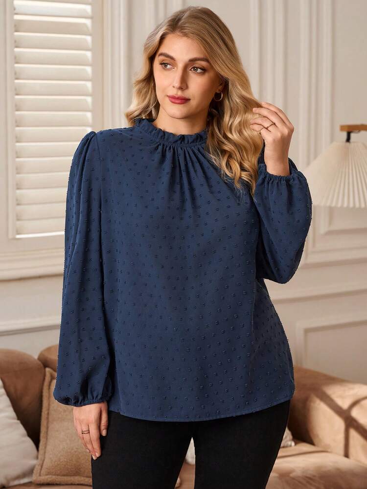 Plus Size Casual/Office Solid Color Lantern Sleeve Shirt Winter Clothes For Women Cozy Fall And Winter Clothes For Women Casual Blouses For Ladies