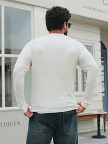 DAZY Men's Solid Gray Fitted Textured Fabric T-Shirt, Autumn - Apricot - View 2