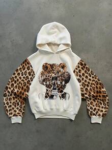 INAWLY Sweat-shirt à capuche femme imprimé léopard, Top confortable en patchwork à manches longues, convient pour un port quotidien, automne/hiver - Multicolore - Voir 3