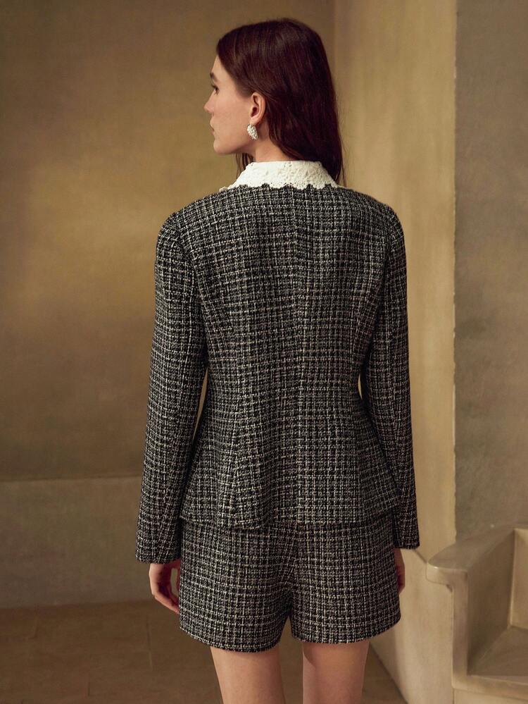 VESTE À COL EN DENTELLE GUIPURE