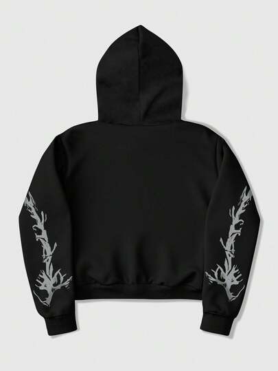 Street Life Men's Letter & Cross Print Long Sleeve Casual Hoodie Sweatshirt, Autumn/Winter