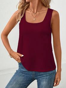 EMERY ROSE Women's Casual Solid Color Minimalist Sleeveless Tank Top - Burgundy - View 7