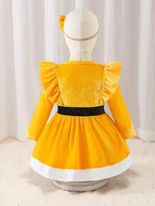 Glamorique Kids Baby Mädchen Weihnachtsparty Schleife Haarband & Samt Kleid, geeignet für Feiertagsveranstaltungen