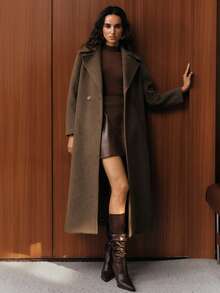 Anewsta Cardigan élégant pour femmes pour Noël et le Nouvel An, col large, tissu de laine de haute qualité, manteau long en laine de couleur unie classique et rétro