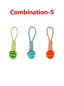1pc Dog Braided Rope Knot Toys Ball With Handle, Chew Durable Toy Ball For Chew Training Pull Throw Toy Tug Of War Toy Dogs Fetch Toy - Multicolor - View 24