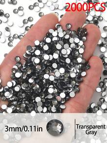 2000 颗 3-6 毫米银色扁平灰色树脂水钻，圆形果冻宝石，用于制作配饰鞋履、服装、化妆品、箱包、装饰 - 灰色 - 查看 6