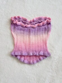 Soleia Áo len Bandeau viền bèo nhún nhiều màu, thoải mái, giản dị khi đi nghỉ, lễ hội âm nhạc, phong cách Boho, ngày lễ, hẹn hò, trà chiều, xuân/hè - Nhiều màu - Xem 2